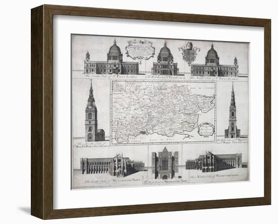 Map of the Diocese of London, 1720-John Harris-Framed Giclee Print