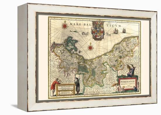 Map Of The Duchy Of Pomerania-Willem Janszoon Blaeu-Framed Stretched Canvas