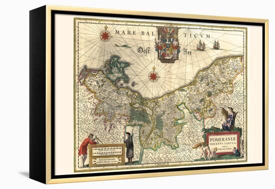 Map Of The Duchy Of Pomerania-Willem Janszoon Blaeu-Framed Stretched Canvas