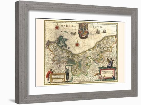 Map Of The Duchy Of Pomerania-Willem Janszoon Blaeu-Framed Art Print