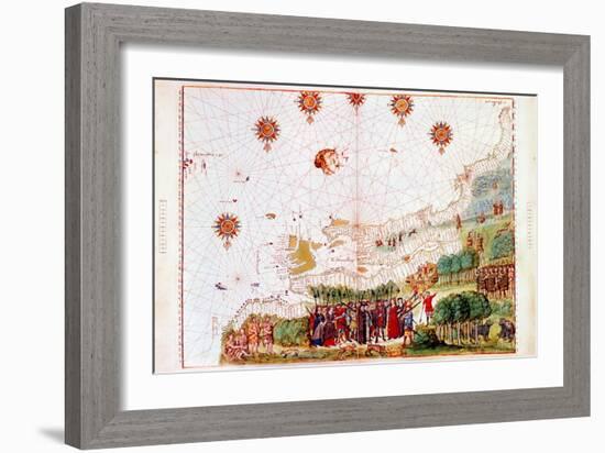 Map of the East Coast of North America, Early 16th Century-null-Framed Giclee Print