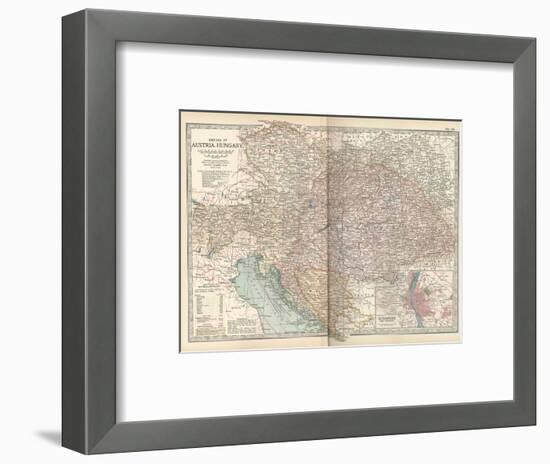 Map of the Empire of Austria-Hungary. Inset of Budapest and Vicinity-Encyclopaedia Britannica-Framed Art Print