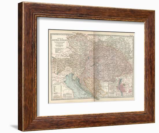 Map of the Empire of Austria-Hungary. Inset of Budapest and Vicinity-Encyclopaedia Britannica-Framed Art Print