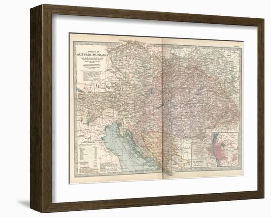 Map of the Empire of Austria-Hungary. Inset of Budapest and Vicinity-Encyclopaedia Britannica-Framed Art Print