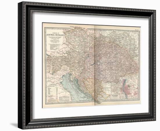 Map of the Empire of Austria-Hungary. Inset of Budapest and Vicinity-Encyclopaedia Britannica-Framed Art Print