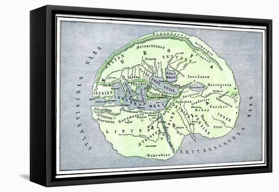 Map of the Flat Earth According to Herodotus, Ancient Greek Historian-null-Framed Premier Image Canvas