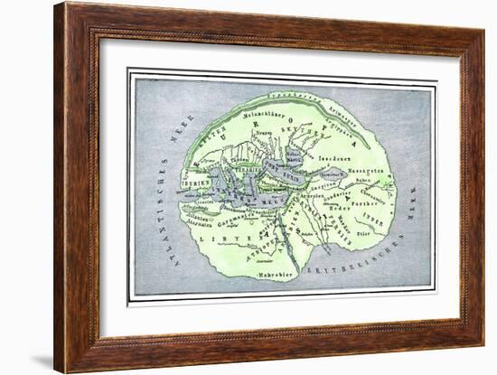 Map of the Flat Earth According to Herodotus, Ancient Greek Historian-null-Framed Giclee Print