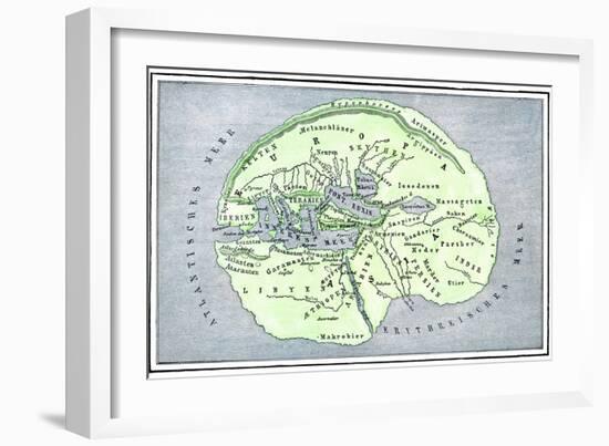 Map of the Flat Earth According to Herodotus, Ancient Greek Historian-null-Framed Giclee Print