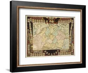Map of the German Empire with Portraits of the Holy Roman Emperors, Published by Louis-Charles…-Nicolas De Fer-Framed Giclee Print
