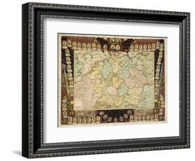 Map of the German Empire with Portraits of the Holy Roman Emperors, Published by Louis-Charles…-Nicolas De Fer-Framed Giclee Print