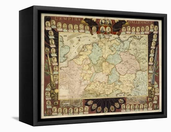Map of the German Empire with Portraits of the Holy Roman Emperors, Published by Louis-Charles…-Nicolas De Fer-Framed Premier Image Canvas