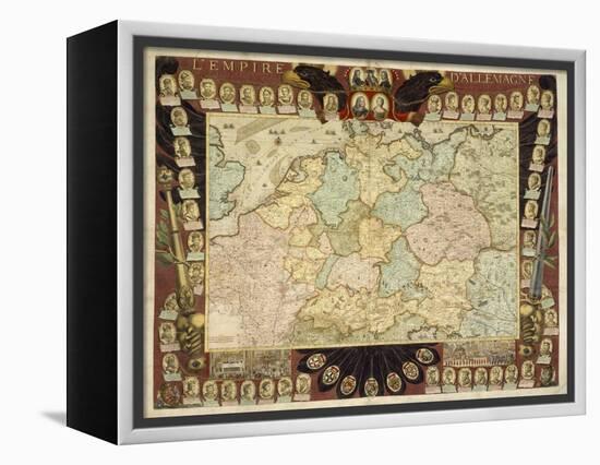 Map of the German Empire with Portraits of the Holy Roman Emperors, Published by Louis-Charles…-Nicolas De Fer-Framed Premier Image Canvas