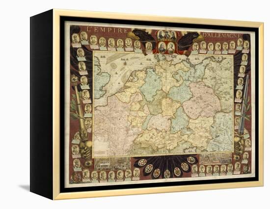 Map of the German Empire with Portraits of the Holy Roman Emperors, Published by Louis-Charles…-Nicolas De Fer-Framed Premier Image Canvas