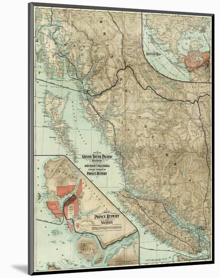 Map of the Grand Trunk Pacific Railway In British Columbia, c.1910-null-Mounted Art Print