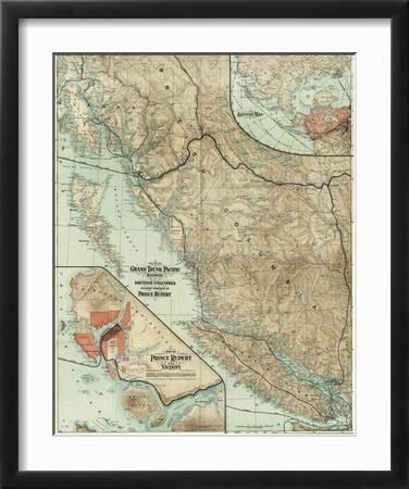 Grand Trunk Pacific Railway Map Map Of The Grand Trunk Pacific Railway In British Columbia, C.1910' Art  Print | Art.com