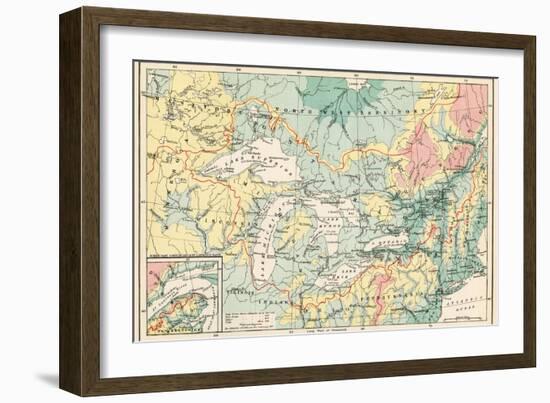 Map of the Great Lakes and the St. Lawrence Watershed-null-Framed Giclee Print