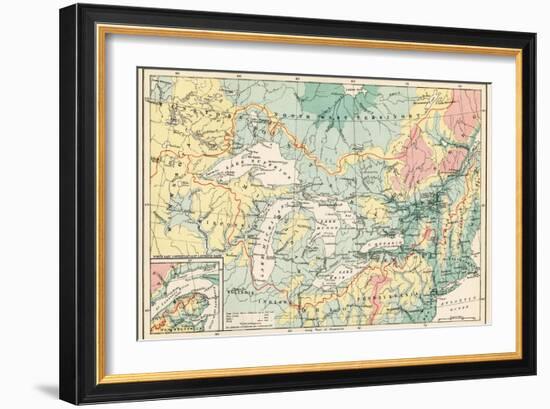 Map of the Great Lakes and the St. Lawrence Watershed-null-Framed Giclee Print