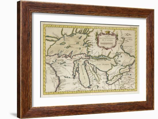 Map of the Great Lakes-null-Framed Art Print