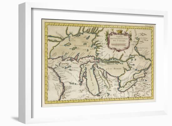 Map of the Great Lakes-null-Framed Art Print