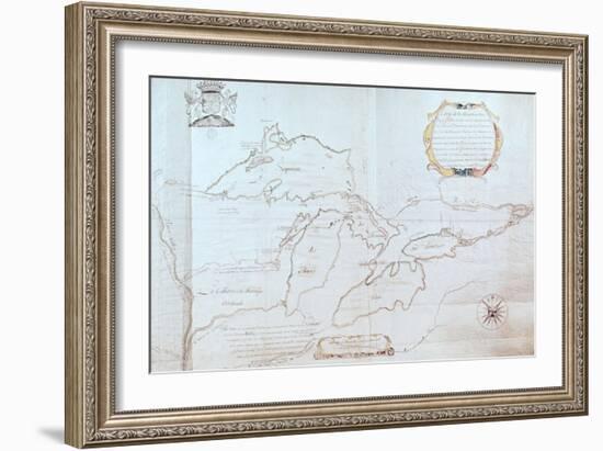 Map of the Great Lakes-Jolliet-Framed Giclee Print