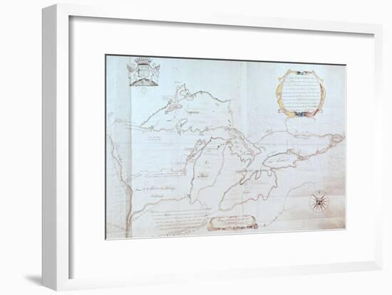 Map of the Great Lakes-Jolliet-Framed Giclee Print