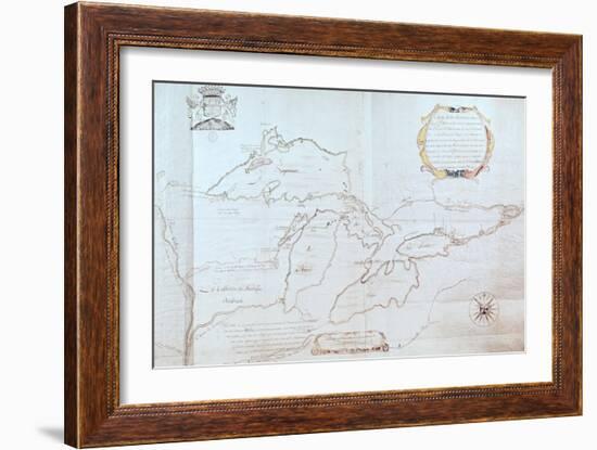 Map of the Great Lakes-Jolliet-Framed Giclee Print