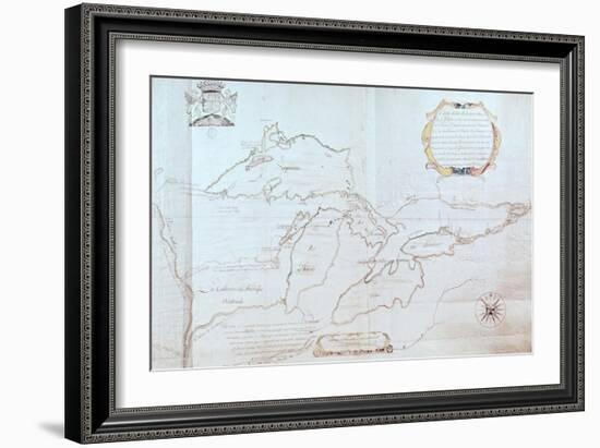 Map of the Great Lakes-Jolliet-Framed Giclee Print