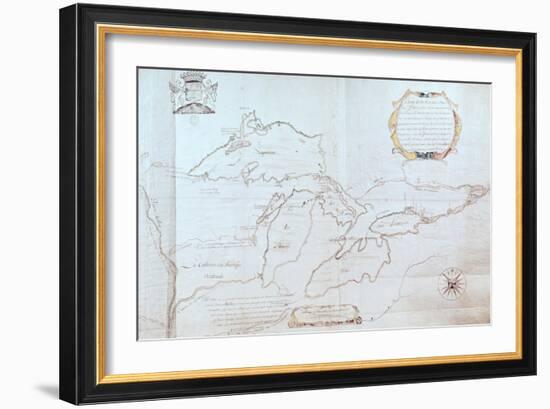 Map of the Great Lakes-Jolliet-Framed Giclee Print