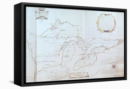 Map of the Great Lakes-Jolliet-Framed Premier Image Canvas