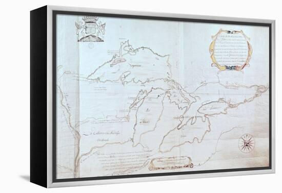 Map of the Great Lakes-Jolliet-Framed Premier Image Canvas