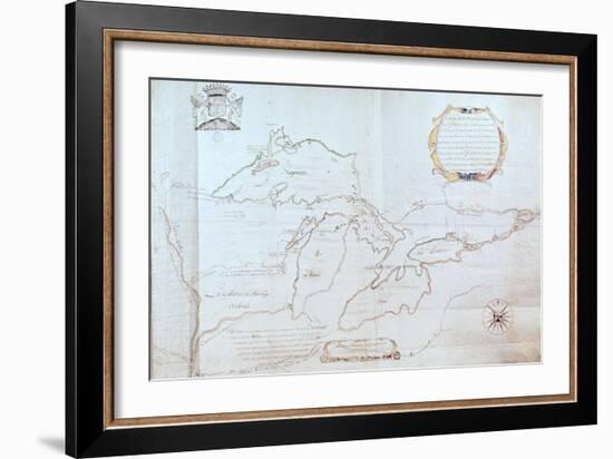 Map of the Great Lakes-Jolliet-Framed Giclee Print