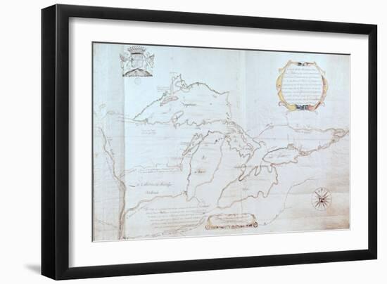 Map of the Great Lakes-Jolliet-Framed Giclee Print