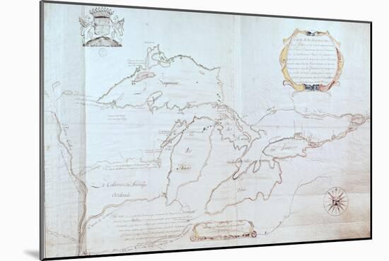 Map of the Great Lakes-Jolliet-Mounted Giclee Print