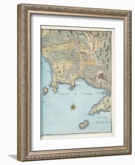 Map of the Gulf of Naples and Surrounding Area from 'Campi Phlegraei: Observations on the Volcanoes-Pietro Fabris-Framed Giclee Print