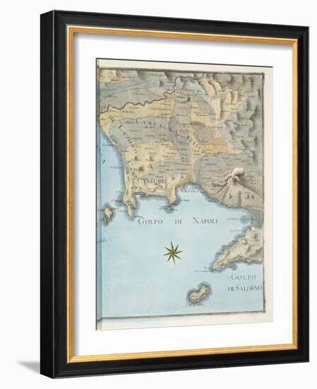 Map of the Gulf of Naples and Surrounding Area from 'Campi Phlegraei: Observations on the Volcanoes-Pietro Fabris-Framed Giclee Print