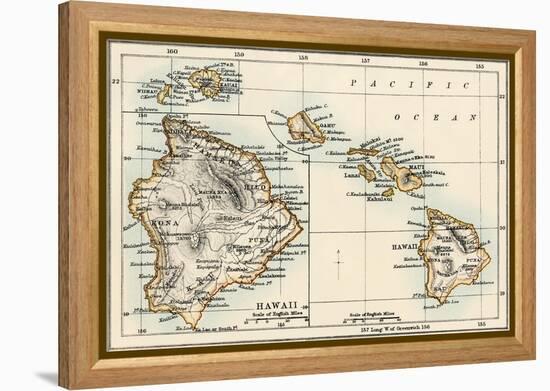 Map of the Hawaiian Islands, 1870s-null-Framed Premier Image Canvas