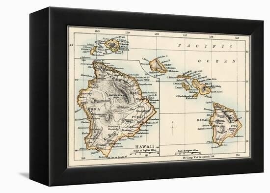 Map of the Hawaiian Islands, 1870s-null-Framed Premier Image Canvas