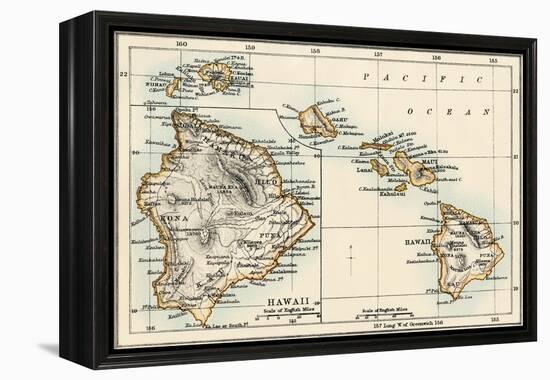 Map of the Hawaiian Islands, 1870s-null-Framed Premier Image Canvas