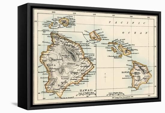 Map of the Hawaiian Islands, 1870s-null-Framed Premier Image Canvas