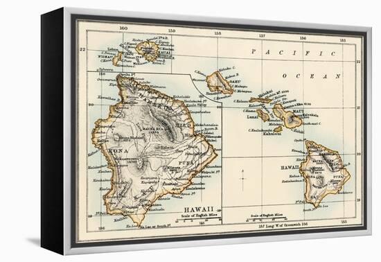 Map of the Hawaiian Islands, 1870s-null-Framed Premier Image Canvas