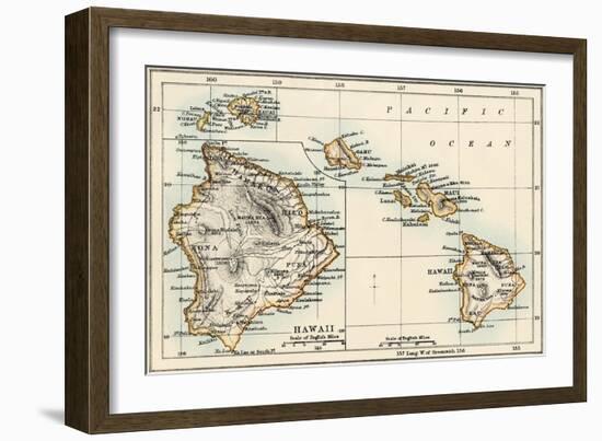 Map of the Hawaiian Islands, 1870s-null-Framed Giclee Print