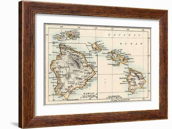 Map of the Hawaiian Islands, 1870s-null-Framed Giclee Print