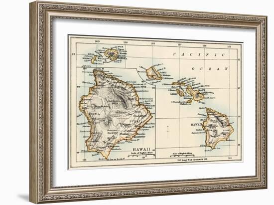 Map of the Hawaiian Islands, 1870s-null-Framed Giclee Print