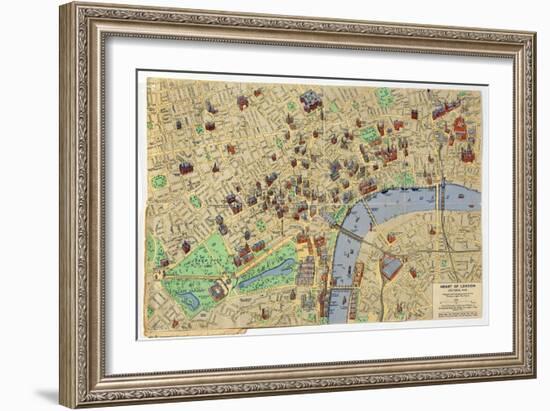 Map of the Heart of London, Published by Francis Chichester-null-Framed Giclee Print