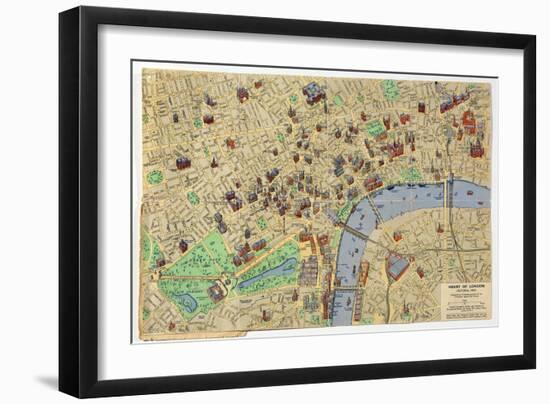 Map of the Heart of London, Published by Francis Chichester-null-Framed Giclee Print