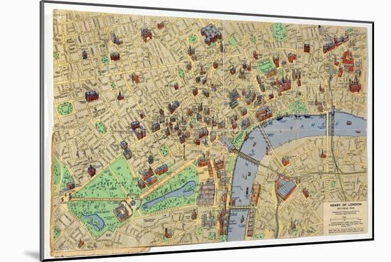 Map of the Heart of London, Published by Francis Chichester-null-Mounted Giclee Print