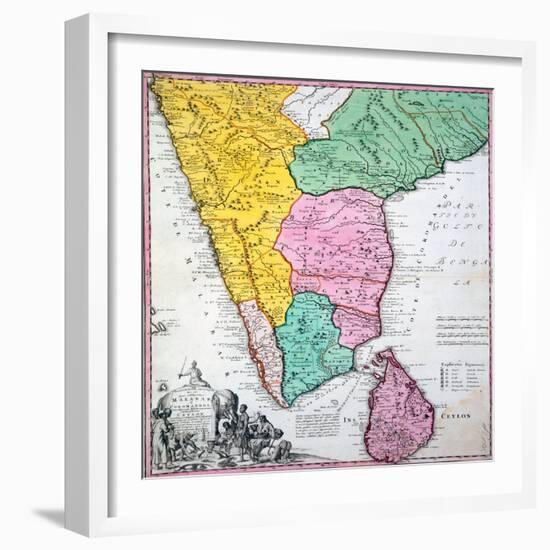 Map of the Indian Peninsula, 1733-null-Framed Premium Giclee Print