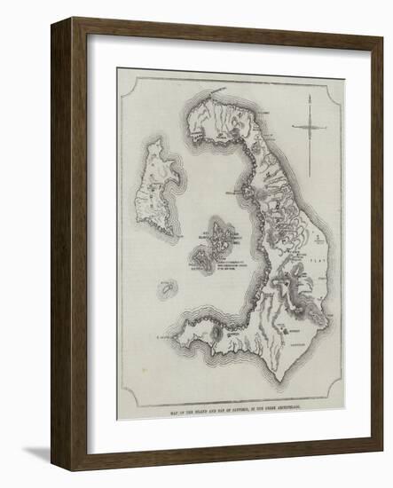 Map of the Island and Bay of Santorin, in the Greek Archipelago-null-Framed Giclee Print