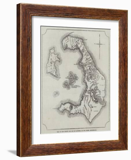 Map of the Island and Bay of Santorin, in the Greek Archipelago-null-Framed Giclee Print