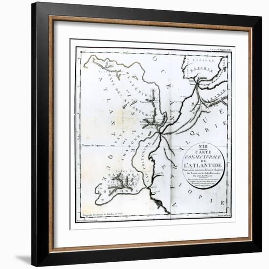Map of the Island of Atlantis, Bory of St-Vincent and Engraved by E. Collin-null-Framed Giclee Print